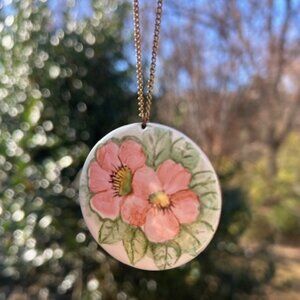 COPPER ENAMEL Hand Crafted Round Pendant NECKLACE